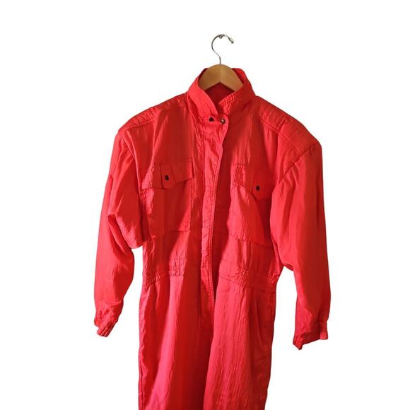 Abraxas sz medium neon bright pink windbreaker jumpsuit vintage 80's - Picture 2 of 4